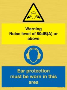 Warning Noise level of 80dB(A) or above. Ear protection must be worn in this area
